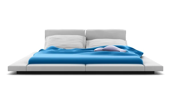 Modernes Bett isoliert auf weißem Hintergrund mit Clipping-Pfad — Stockfoto