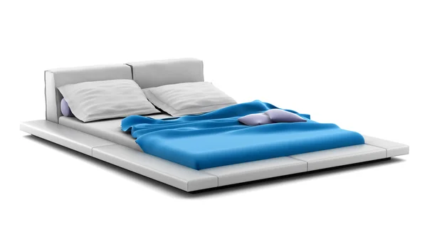 Moderní postel izolovaných na bílém pozadí s ořezovou cestou — Stock fotografie