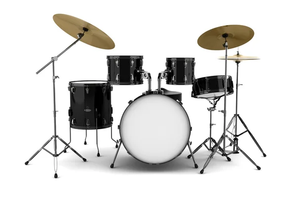 stock image Black drum kit isolated on white background