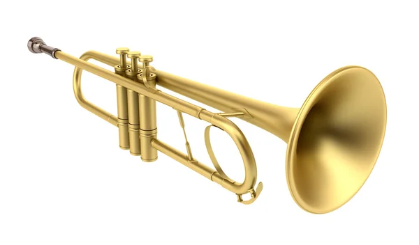 Messing trompet geïsoleerd op witte achtergrond — Stockfoto