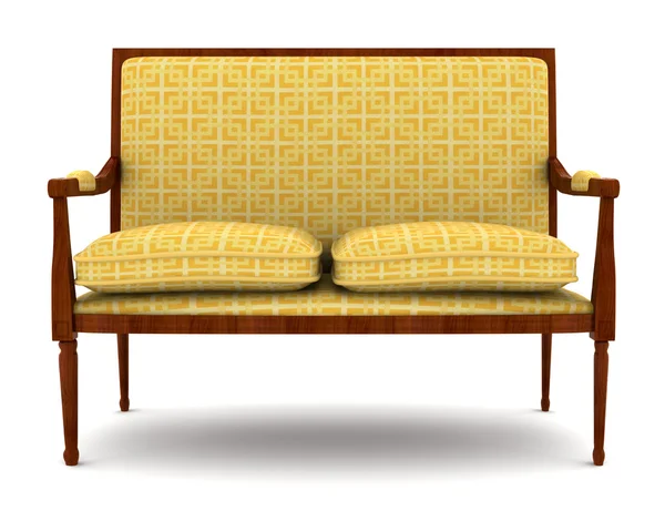 Yellow Classic Sofa Isolated White Background — Stock Photo, Image
