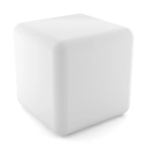 Cubo Branco Branco Isolado Fundo Branco Com Caminho Recorte — Fotografia de Stock