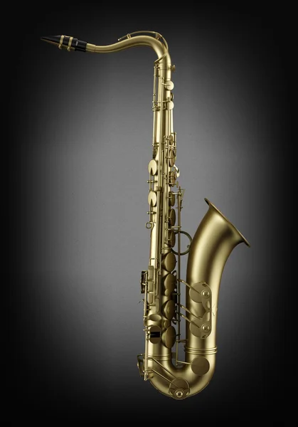 Single Tenor Saxophone Dark Wall Background — Stock Photo, Image