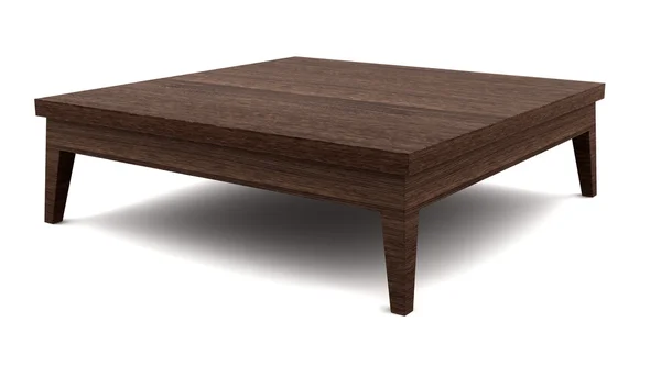 Moderní hnědý dřevěný stůl izolovaných na bílém pozadí — Stock fotografie