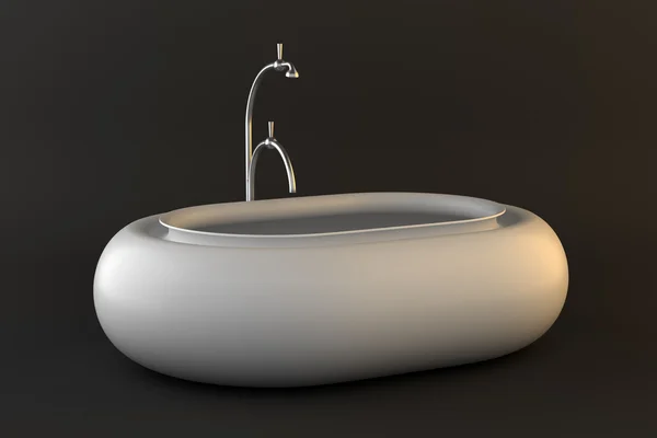 Modern bathtub isolated on dark background with clipping path — Stock Photo, Image