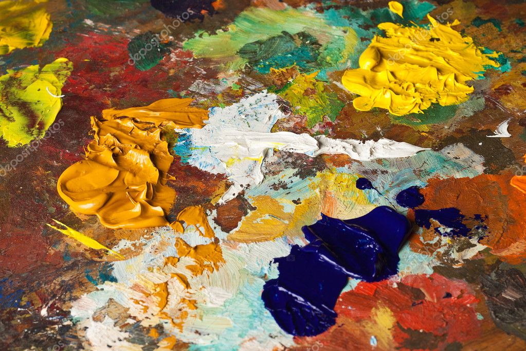 Closeup of artists palette with mixed oil paint — Stock Photo © tiler84