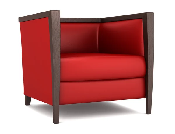 Fotel czerwony na białym tle na białym tle ze ścieżką przycinającą — Zdjęcie stockowe