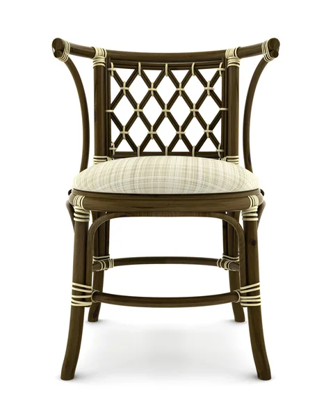 白い背景で隔離された茶色の籐の椅子 — ストック写真