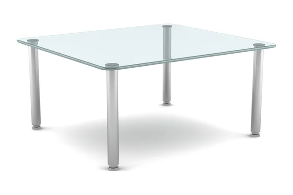 Mesa de vidro moderno isolado no fundo branco — Fotografia de Stock