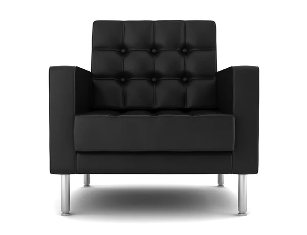 Zwarte lederen fauteuil geïsoleerd op witte achtergrond — Stockfoto
