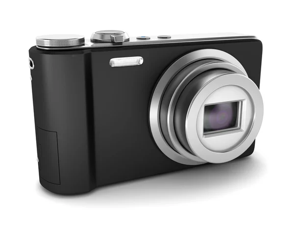 Black point and shoot photo camera isolated on white background — Stock Photo, Image