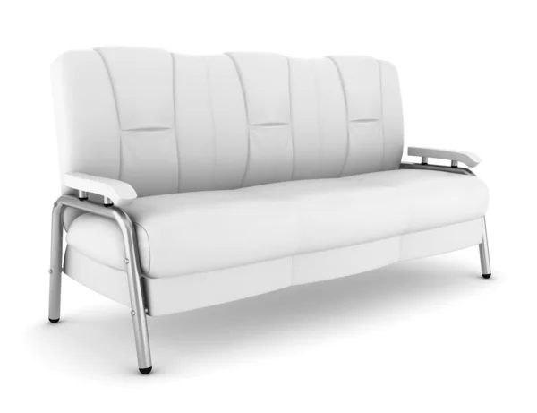 Skórzana kanapa na białym tle na tle ze ścieżką przycinającą — Zdjęcie stockowe