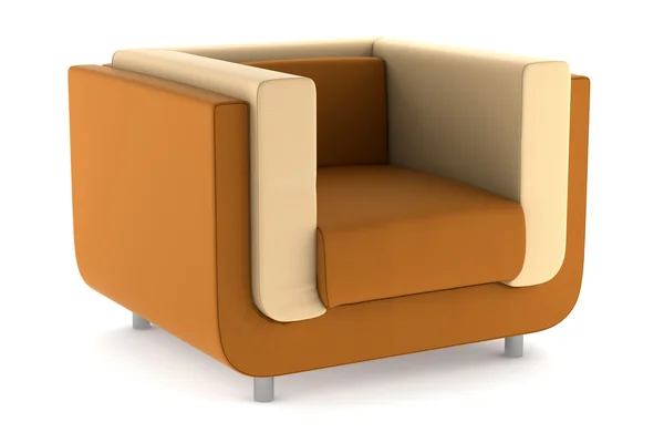 现代橙色真皮扶手椅白色背景上孤立 — 图库照片