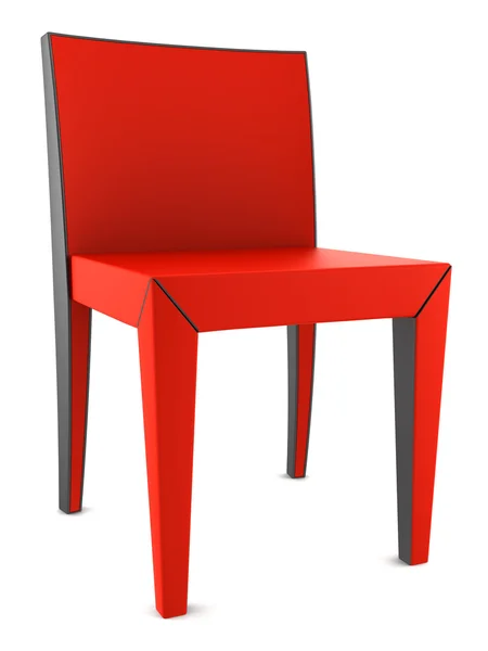 Cadeira vermelha isolada no fundo branco com caminho de recorte — Fotografia de Stock