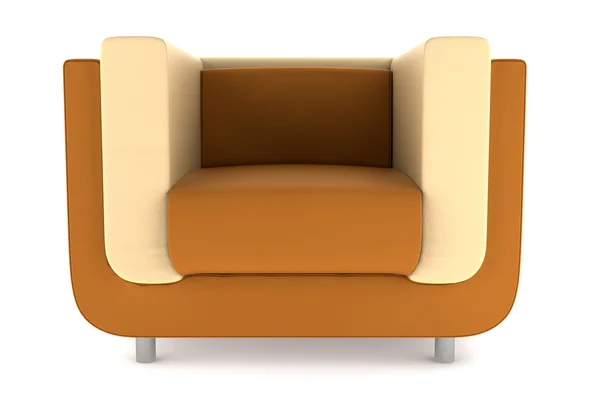Сучасне оранжеве шкіряне крісло ізольоване на білому тлі — стокове фото