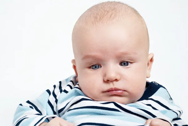 Heldere portret van schattige baby over Wit — Stockfoto