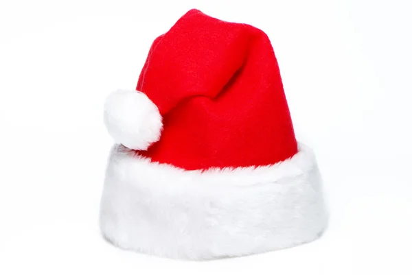 Red Santa Claus hat isolated on white — Stock Photo, Image