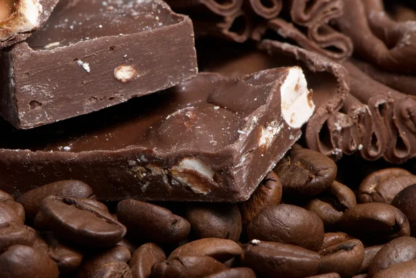 Succulent chocolate On coffee grains, close-up macro — Stock Photo, Image