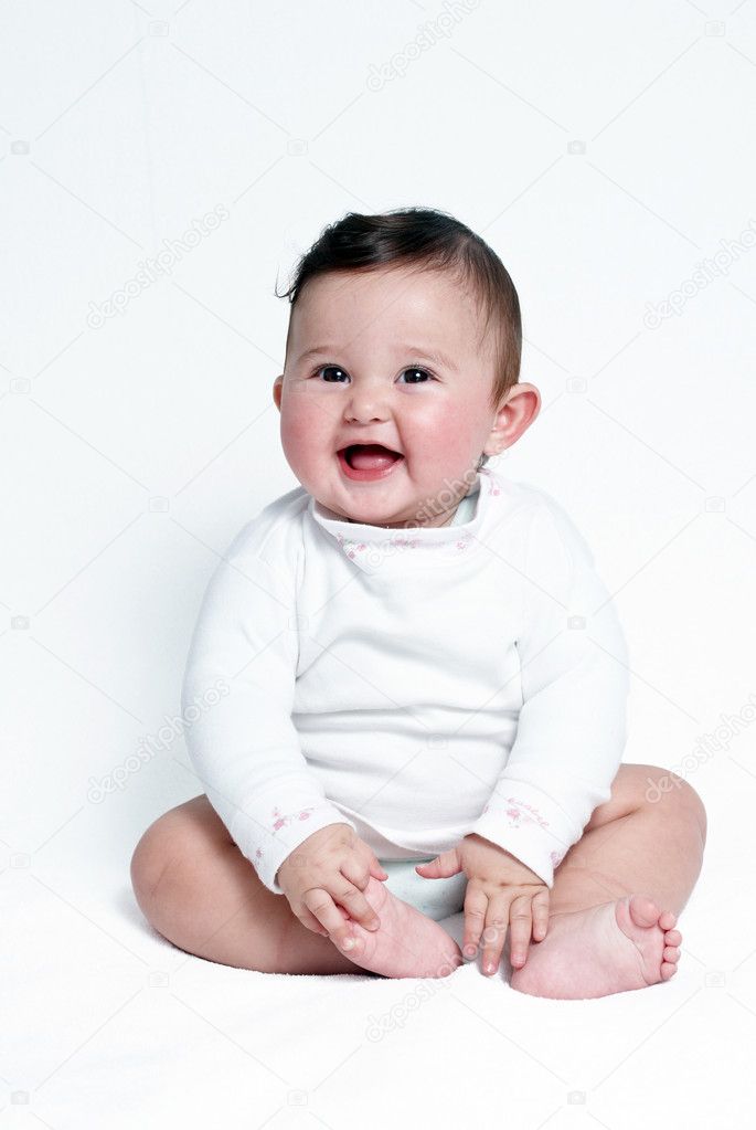 Happy baby a on light background