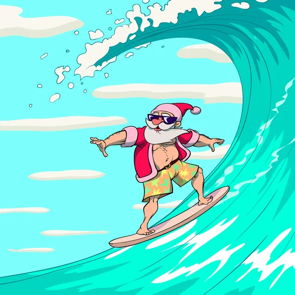 Surf Papai Noel — Vetor de Stock