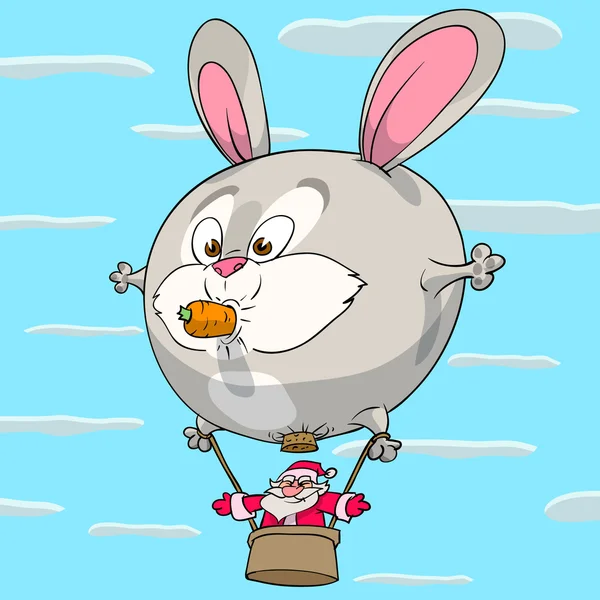 Hare ballong jultomten — Stock vektor