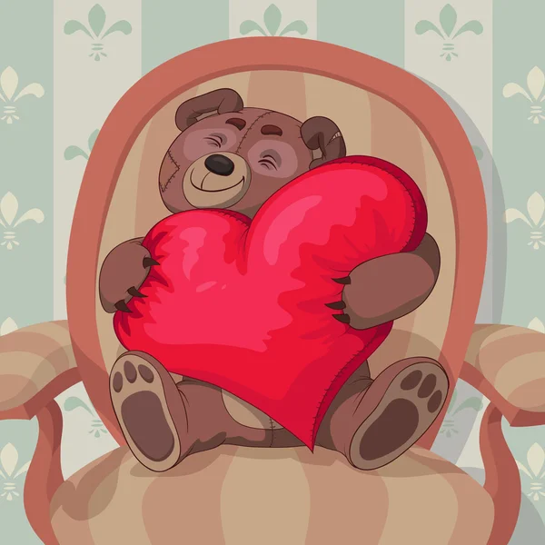 Valentine's Day Of Teddy — Stock Vector