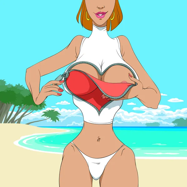 Dia dos Namorados presente erótico na praia tropical — Vetor de Stock