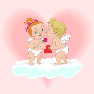 Valentine's Day Angel kiss clipart