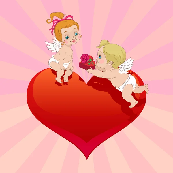 Valentýn dárek anděl — Stockový vektor