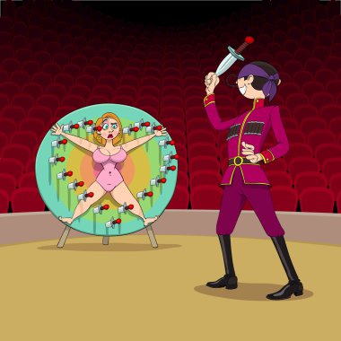 Valentine's Day of knife thrower clipart