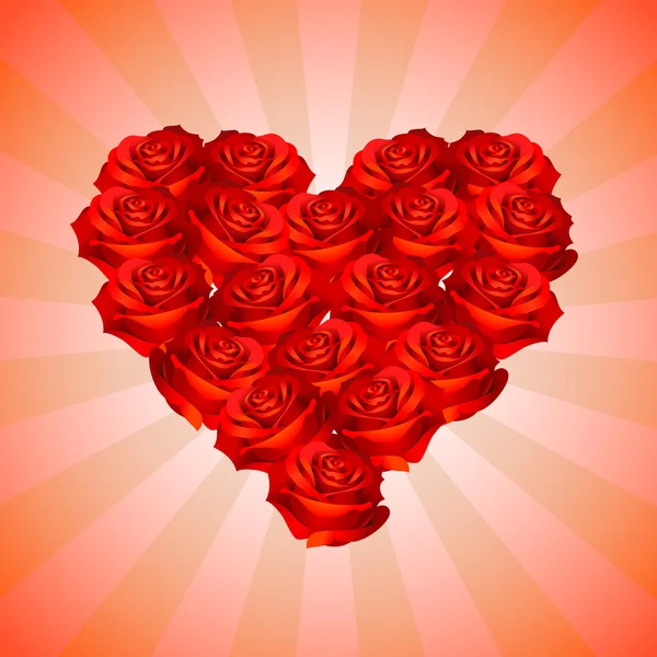 Σύνολο Των Τριαντάφυλλων Που Σχηματίζουν Ένα Σχήμα Καρδιάς Δώρο Του — Διανυσματικό Αρχείο
