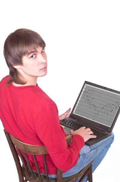Giovane con computer portatile — Foto Stock