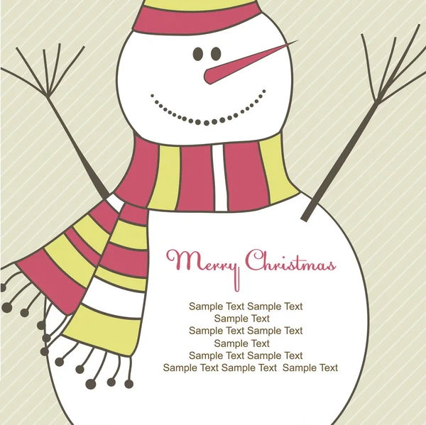 Christmas card with Snowman. Vector illustration — Stock Vector