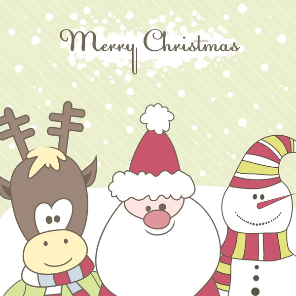 Babbo Natale, renna, pupazzo di neve. Illustrazione vettoriale — Vettoriale Stock