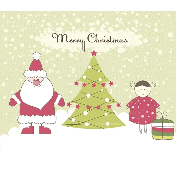 Kártya lány és Santa. Vektoros illusztráció — Stock Vector