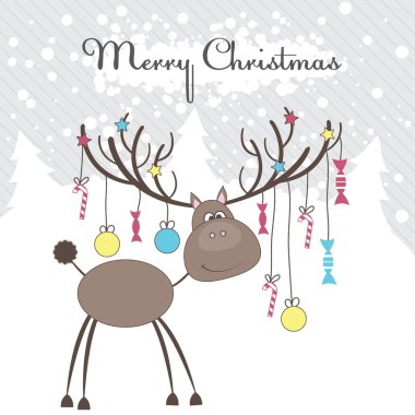 Christmas reindeer with gifts. Vector illustration clipart