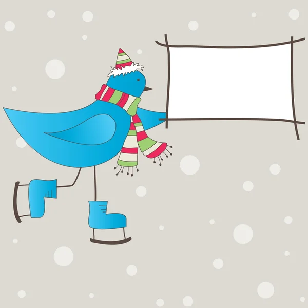 Blauer Vogel mit Botschaft. Vektorillustration — Stockvektor