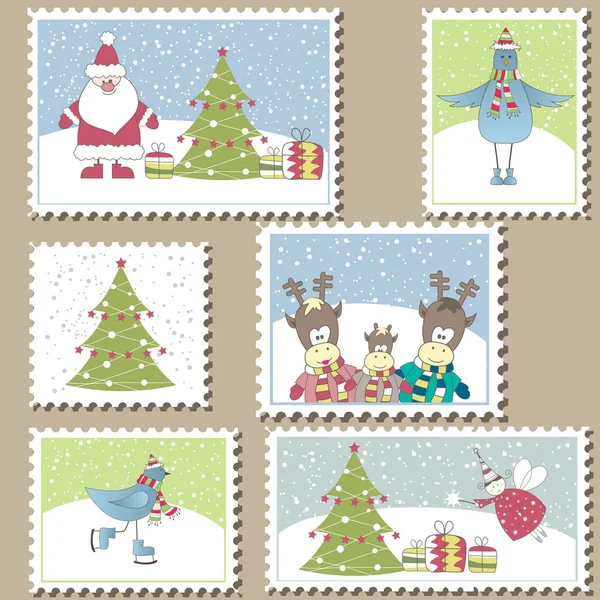 圣诞邮费 stamps.vector 图 — 图库矢量图片