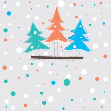 Christmas card with tree . vector illustration clipart