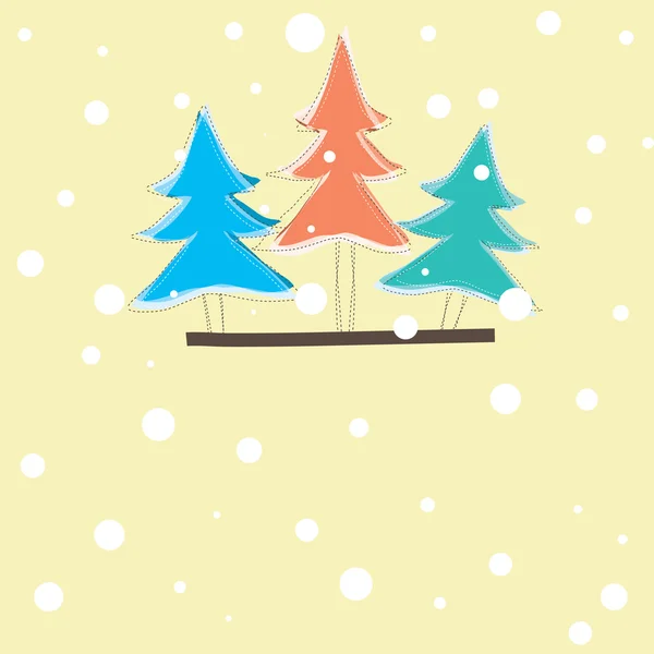 Biglietto natalizio con albero. illustrazione vettoriale — Vettoriale Stock