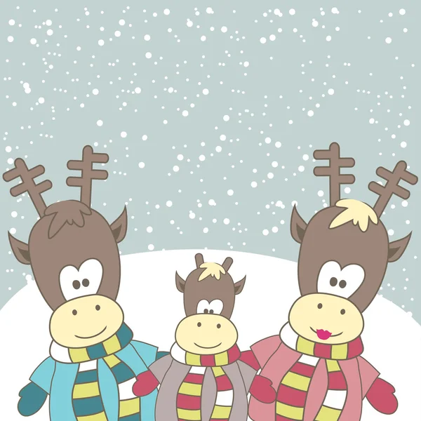 Julkort med renar. vektor illustration — Stock vektor
