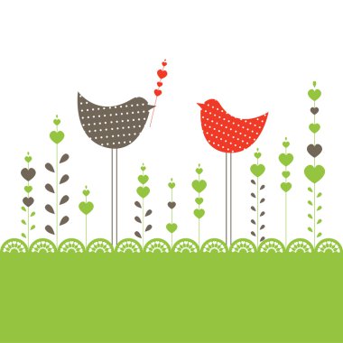 Background with birds in love. Vector illustration clipart