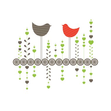 Background with birds in love. Vector illustration clipart