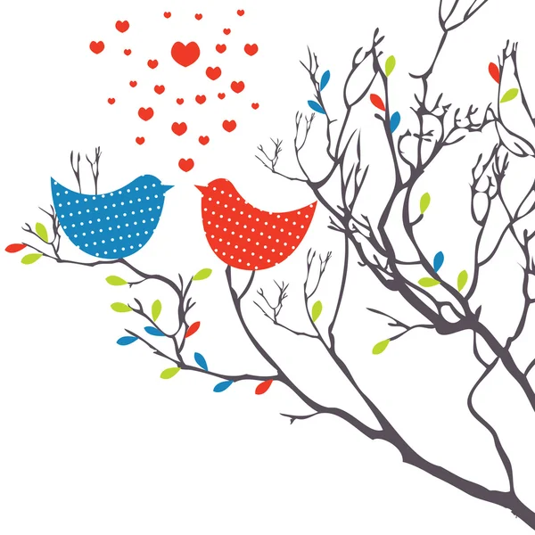 Bakgrund Med Fåglar Kärlek Vektor Illustration — Stock vektor