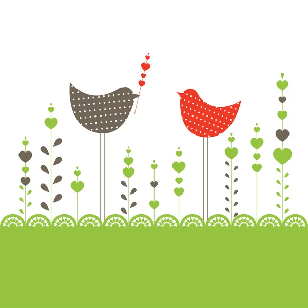 Hintergrund Mit Verliebten Vögeln Vektorillustration — Stockvektor