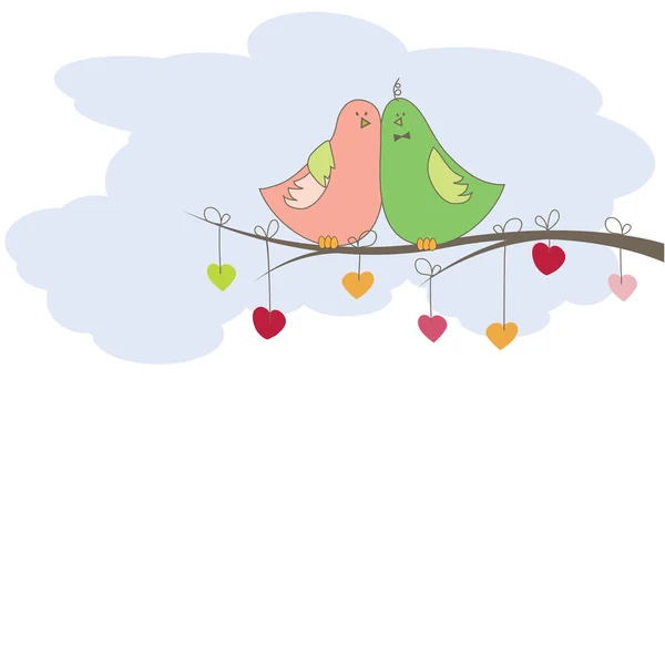 Hintergrund Mit Verliebten Vögeln Vektorillustration — Stockvektor