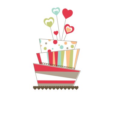 Valentine's background with pink cake. vector illustration clipart