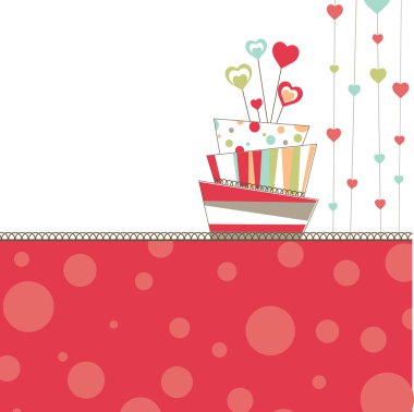 Valentine's background with pink cake. vector illustration clipart