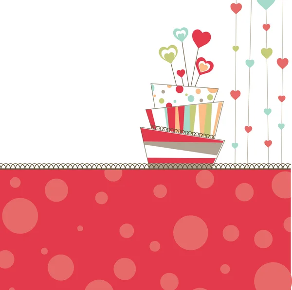 Valentinstag Hintergrund Mit Rosa Kuchen Vektorillustration — Stockvektor