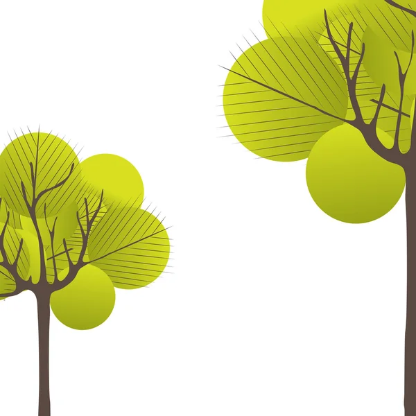 Абстрактный фон с зеленым деревом и цветами. Векторная иллюстрация — стоковый вектор